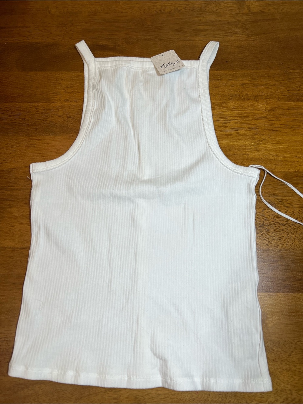FP WE THE FREE White Ribbed High-Neck Tank Size MEDIUM
